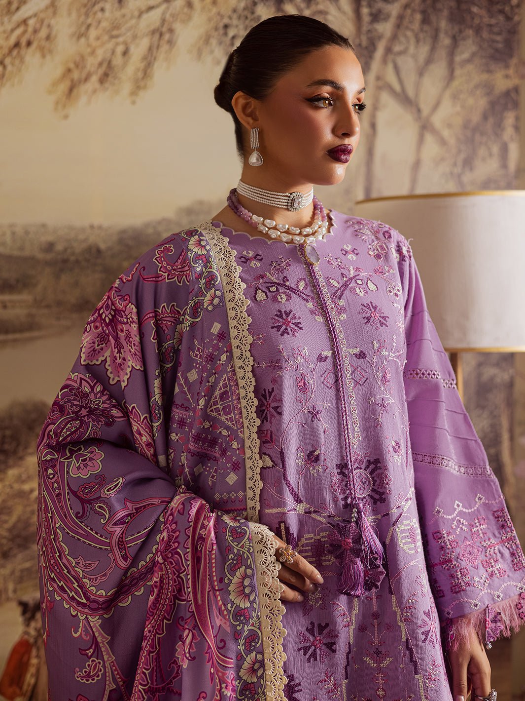 Mahnur | Nova Khaddar 25 | NK - 11 - is Purple Gray dress from Mahnur - Ladies Clothes - Maria Faisal