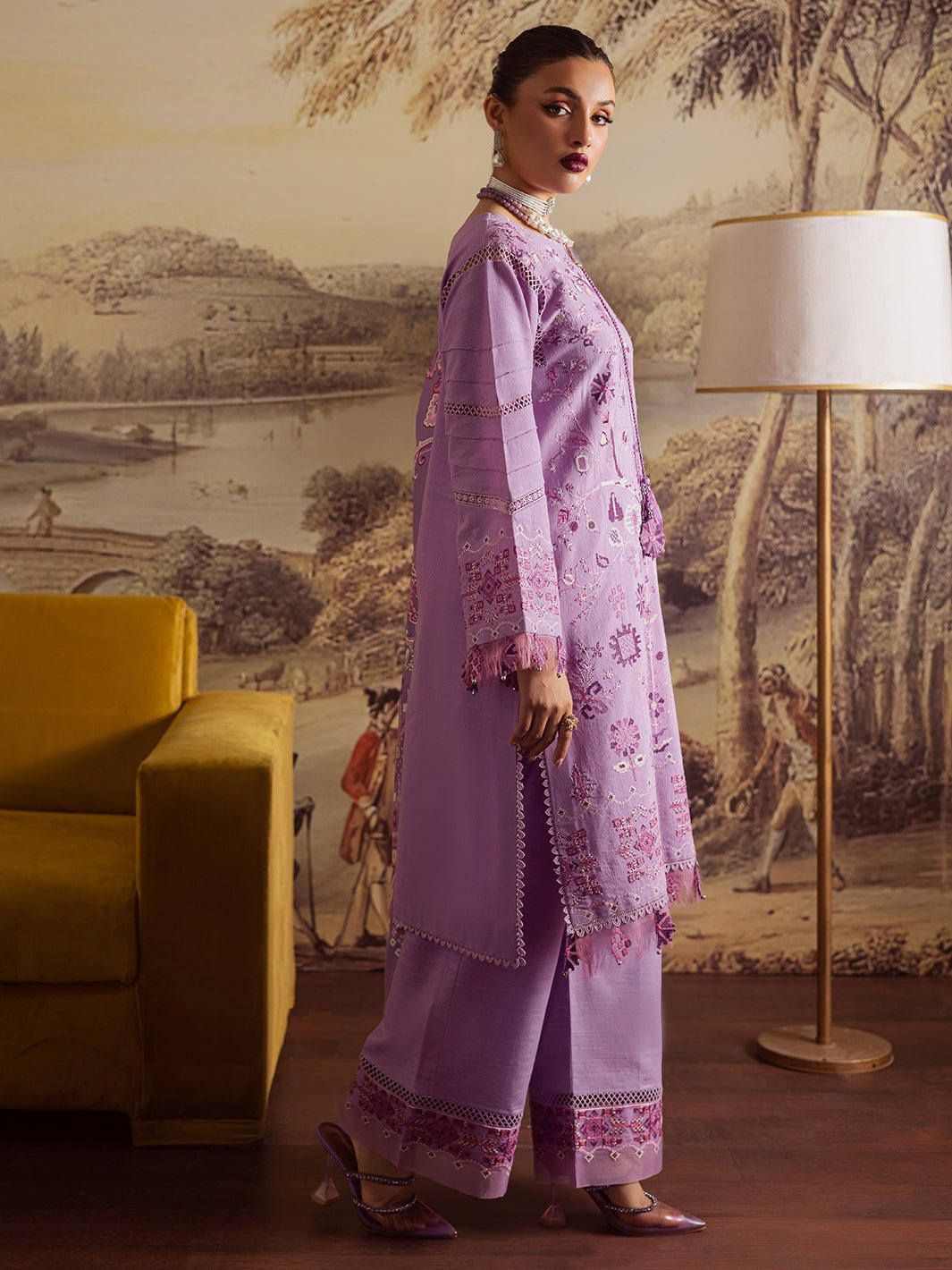 Mahnur | Nova Khaddar 25 | NK - 11 - is Purple Gray dress from Mahnur - Ladies Clothes - Maria Faisal