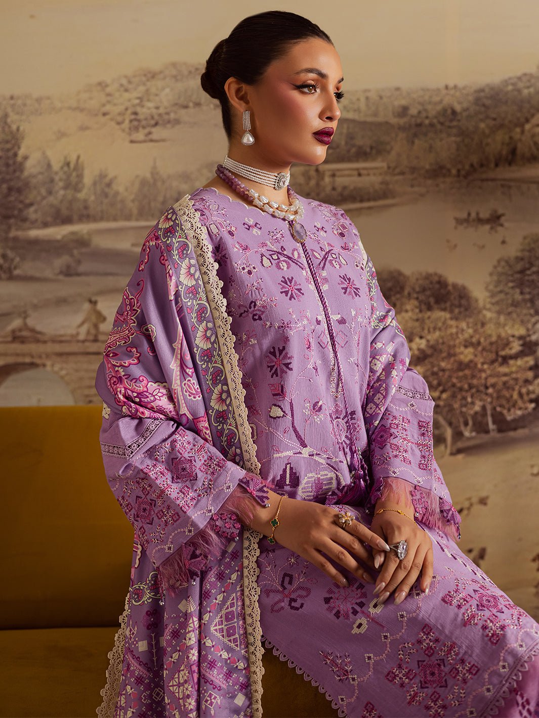 Mahnur | Nova Khaddar 25 | NK - 11 - is Purple Gray dress from Mahnur - Ladies Clothes - Maria Faisal