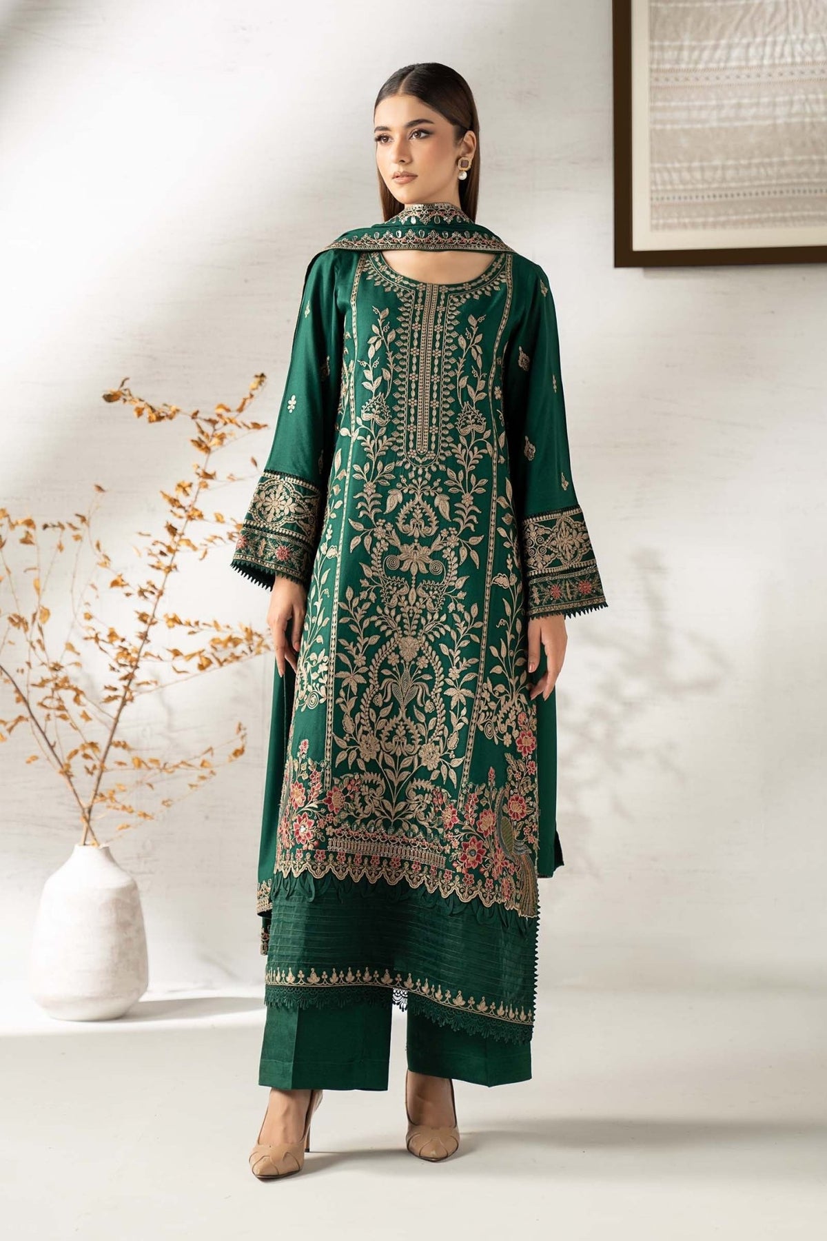 Maria B | Pre fall Dresses | DW - W25 - 32 G - is Green dress from Maria B - Ladies Clothes - Maria Faisal