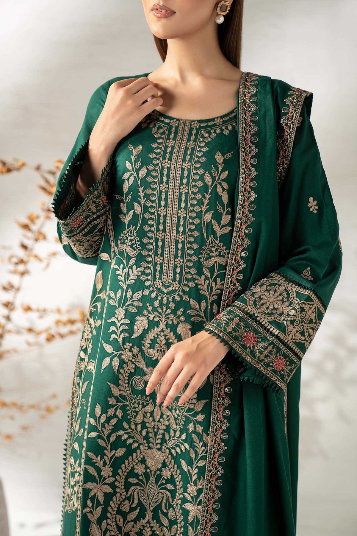 Maria B | Pre fall Dresses | DW - W25 - 32 G - is Green dress from Maria B - Ladies Clothes - Maria Faisal