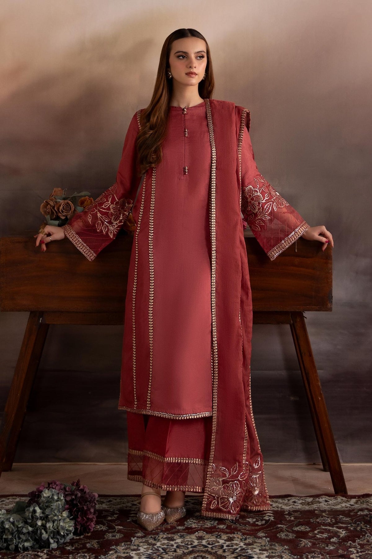 Maria B | Pre fall Dresses | MBS - W25 - 01 A - is Pink dress from Maria B - Ladies Clothes - Maria Faisal
