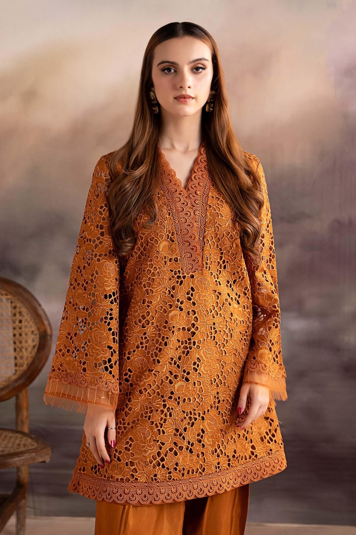 Maria B | Pre fall Dresses | MBS - W25 - 17 RU - is Rust dress from Maria B - Ladies Clothes - Maria Faisal