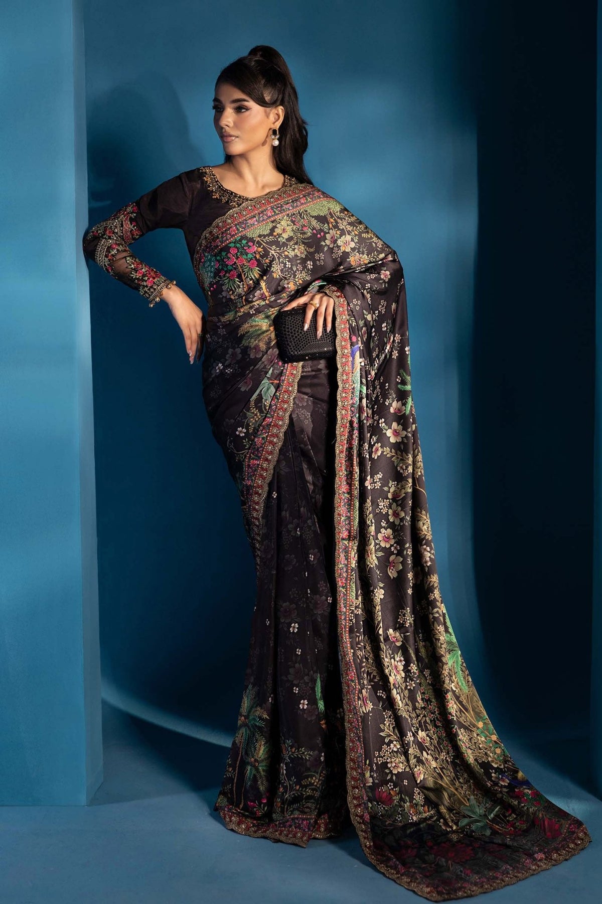 Maria B | Pre fall Dresses | MPS - W25 - 01 C - is Black dress from Maria B - Ladies Clothes - Maria Faisal
