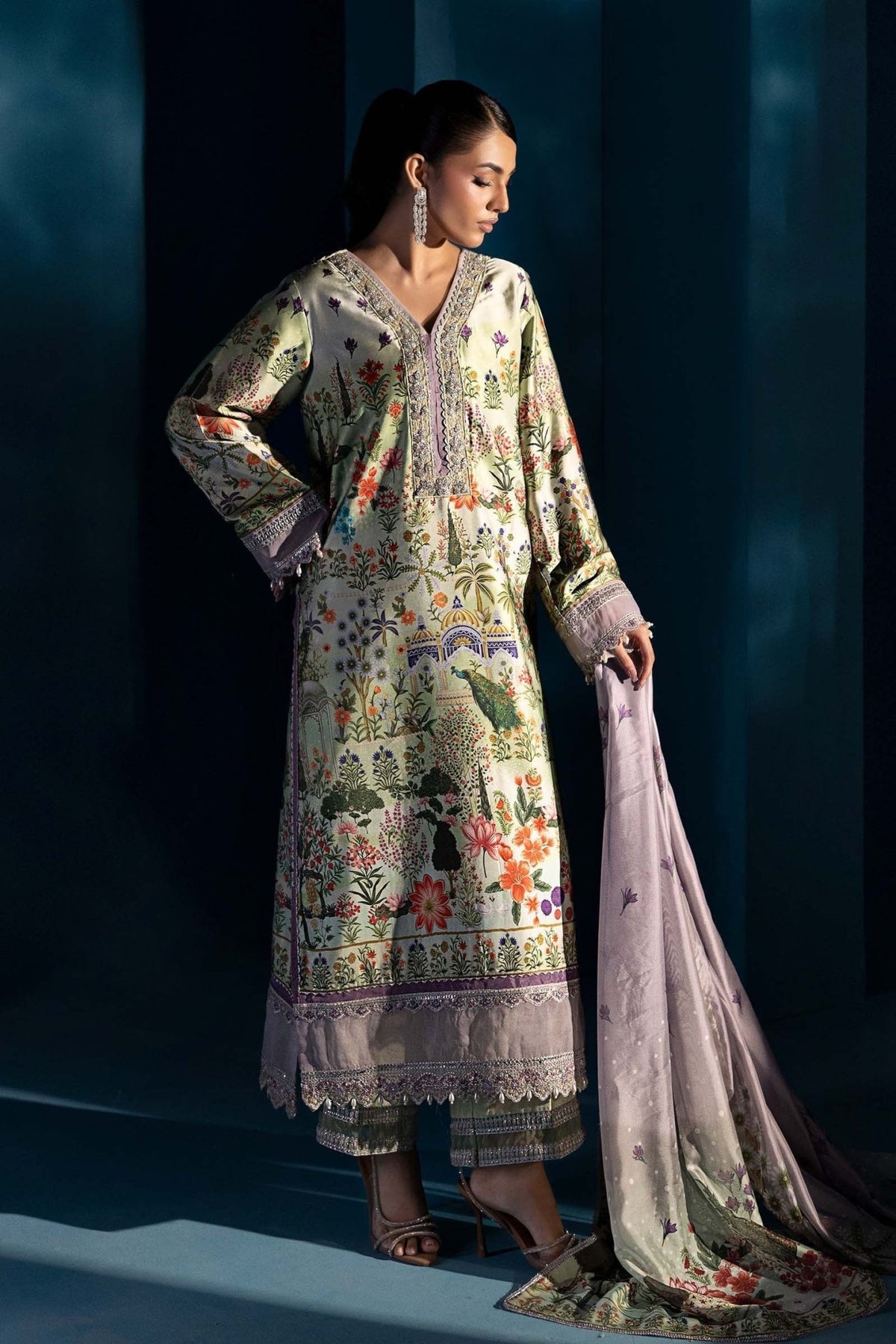 Maria B | Pre fall Dresses | MPS - W25 - 06 G - is Green dress from Maria B - Ladies Clothes - Maria Faisal