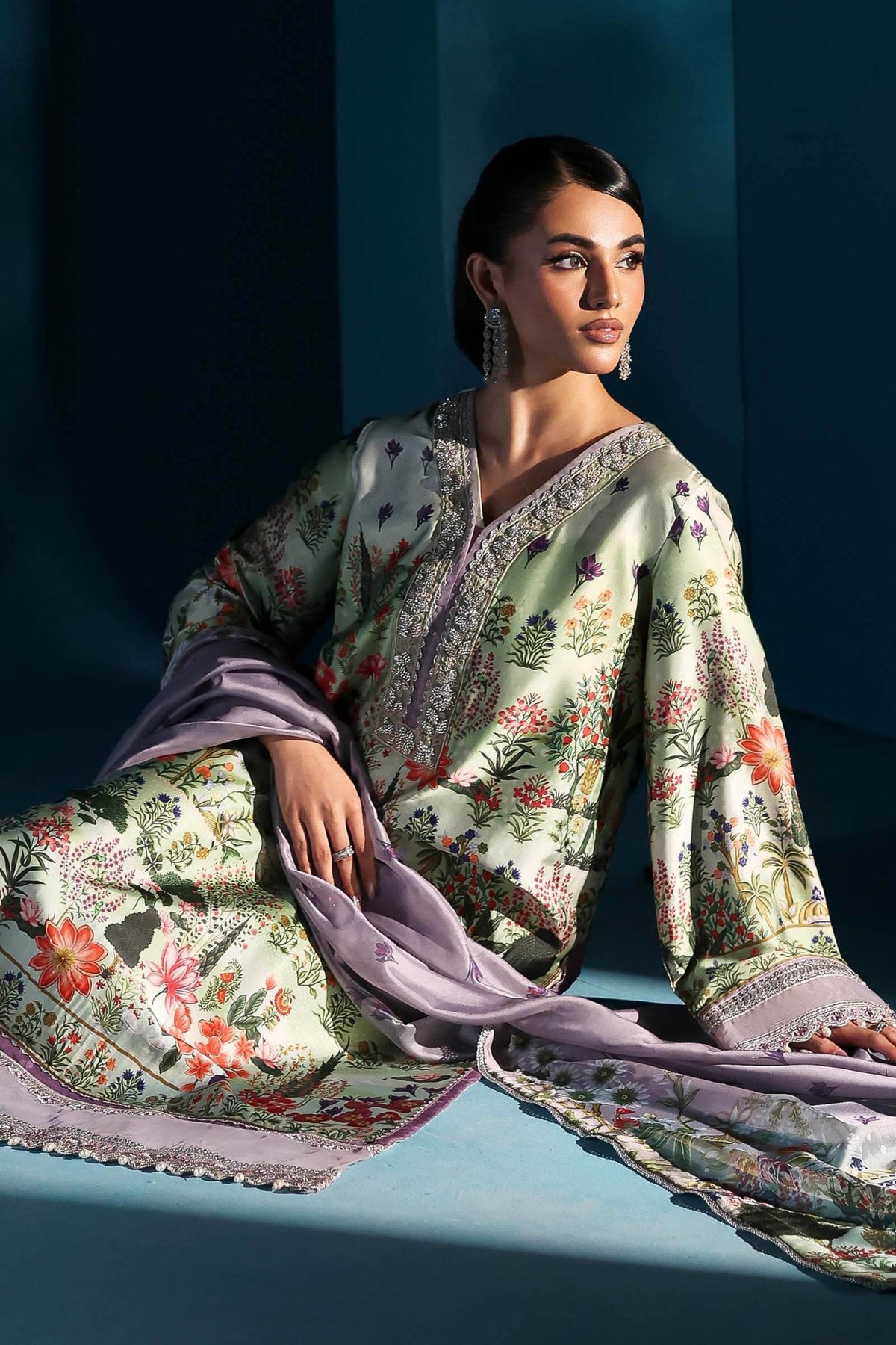 Maria B | Pre fall Dresses | MPS - W25 - 06 G - is Green dress from Maria B - Ladies Clothes - Maria Faisal