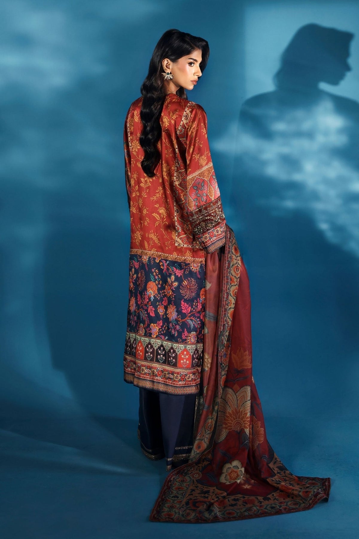 Maria B | Pre fall Dresses | MPS - W25 - 08 R - is Red dress from Maria B - Ladies Clothes - Maria Faisal