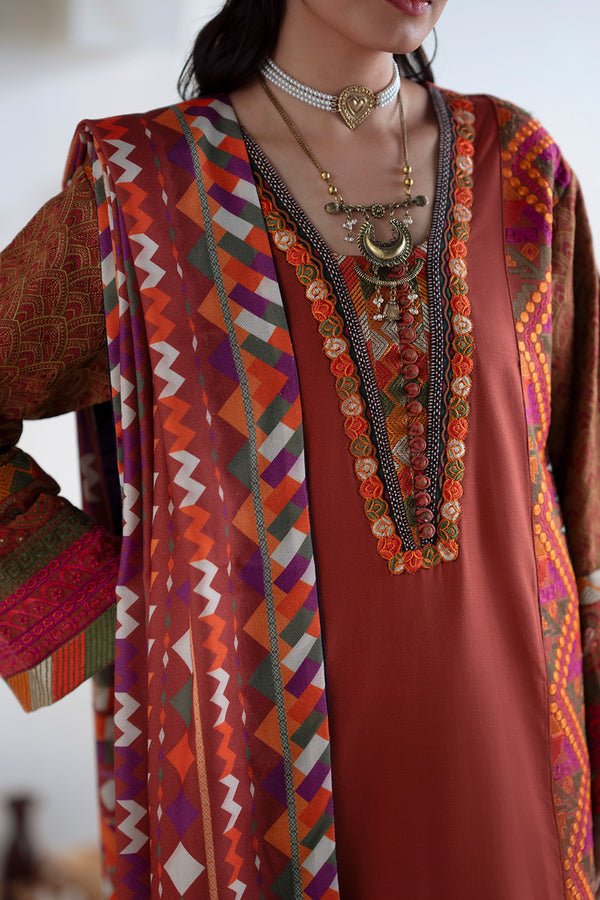 Maryum N Maria | Noore Winters 25 | 3 Piece Embroidered Khaddar BADRAI - FSU5673 - Casual Dress - available at Maria Faisal in UK and USA.