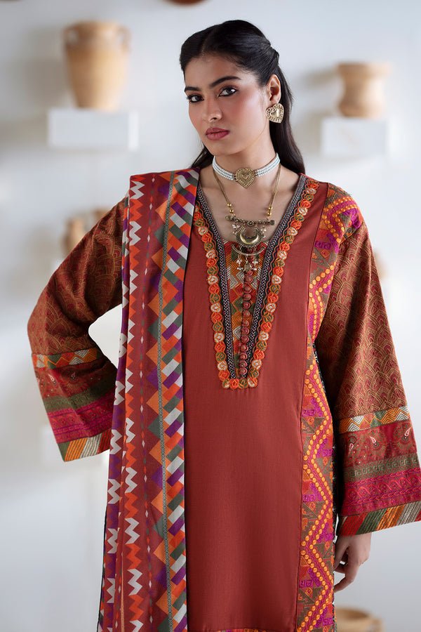 Maryum N Maria | Noore Winters 25 | 3 Piece Embroidered Khaddar BADRAI - FSU5673 - Casual Dress - available at Maria Faisal in UK and USA.