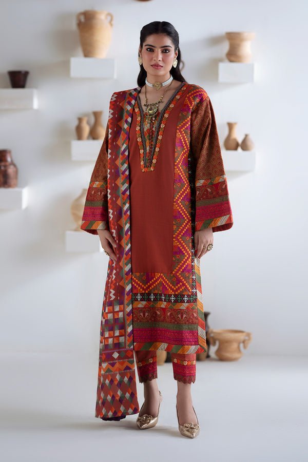 Maryum N Maria | Noore Winters 25 | 3 Piece Embroidered Khaddar BADRAI - FSU5673 - Casual Dress - available at Maria Faisal in UK and USA.