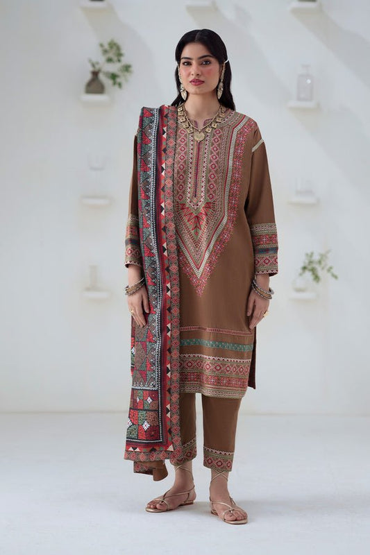 Maryum N Maria | Noore Winters 25 | 3 Piece Embroidered Khaddar GHUNCHA - FSU5674 - Casual Dress - available at Maria Faisal in UK and USA.