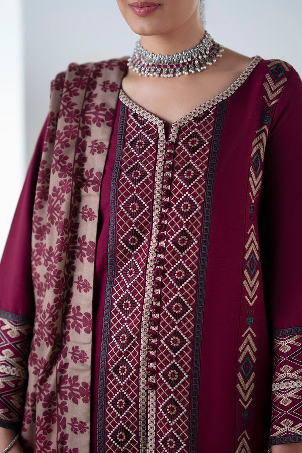 Maryum N Maria | Noore Winters 25 | 3 Piece Embroidered Khaddar MALALAI - FSU5670 - Casual Dress - available at Maria Faisal in UK and USA.