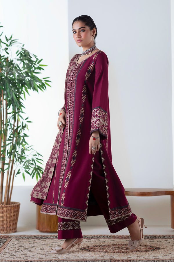 Maryum N Maria | Noore Winters 25 | 3 Piece Embroidered Khaddar MALALAI - FSU5670 - Casual Dress - available at Maria Faisal in UK and USA.