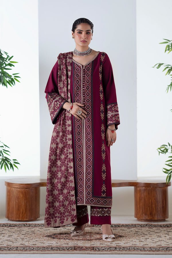 Maryum N Maria | Noore Winters 25 | 3 Piece Embroidered Khaddar MALALAI - FSU5670 - Casual Dress - available at Maria Faisal in UK and USA.