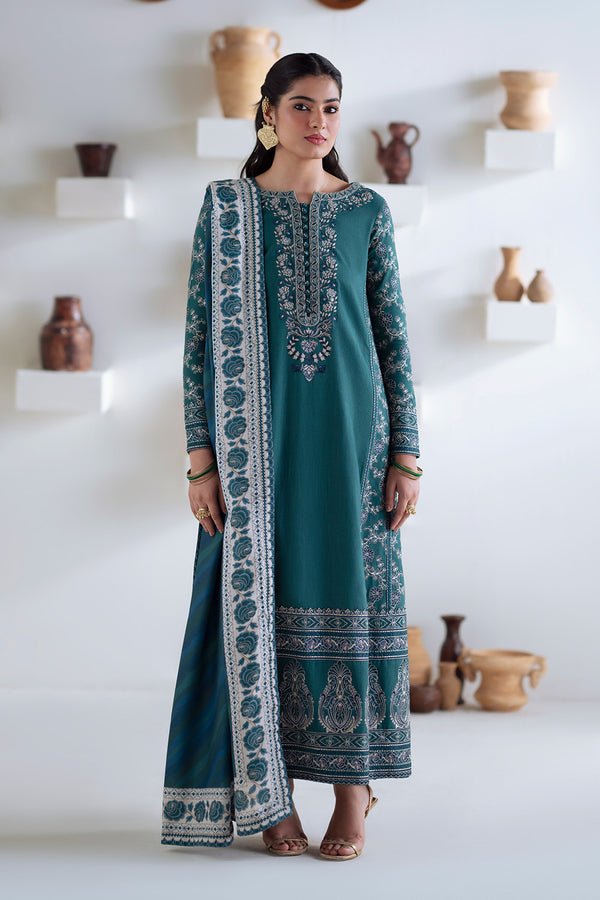 Maryum N Maria | Noore Winters 25 | 3 Piece Embroidered Khaddar SERINA - FSU5675 - Casual Dress - available at Maria Faisal in UK and USA.