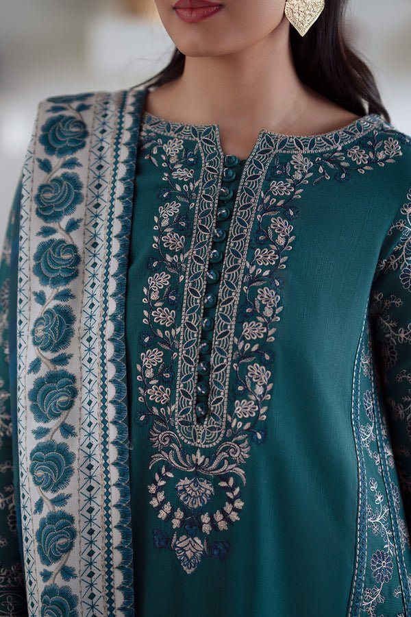 Maryum N Maria | Noore Winters 25 | 3 Piece Embroidered Khaddar SERINA - FSU5675 - Casual Dress - available at Maria Faisal in UK and USA.
