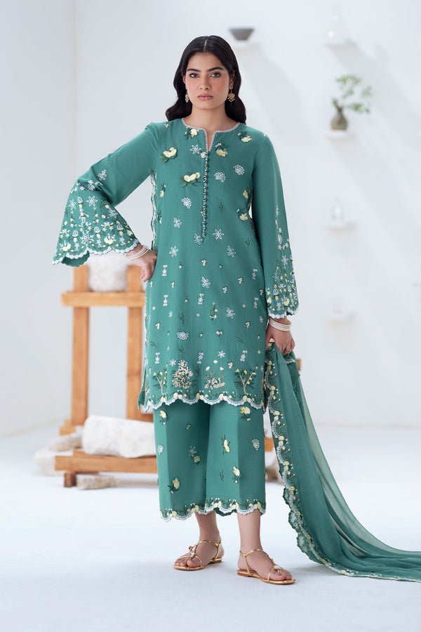 Maryum N Maria | Noore Winters 25 | 3 Piece Embroidered Khaddar TABANA - FSU5676 - Casual Dress - available at Maria Faisal in UK and USA.