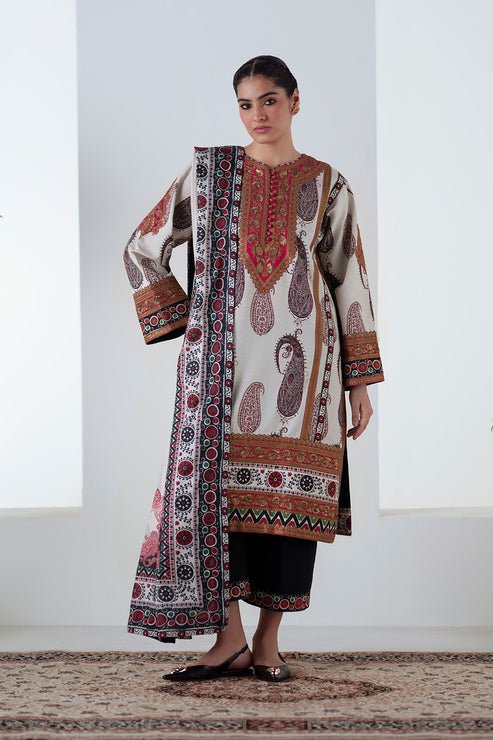 Maryum N Maria | Noore Winters 25 | 3 Piece Embroidered Khaddar ZOHAL - FSU5678 - Casual Dress - available at Maria Faisal in UK and USA.
