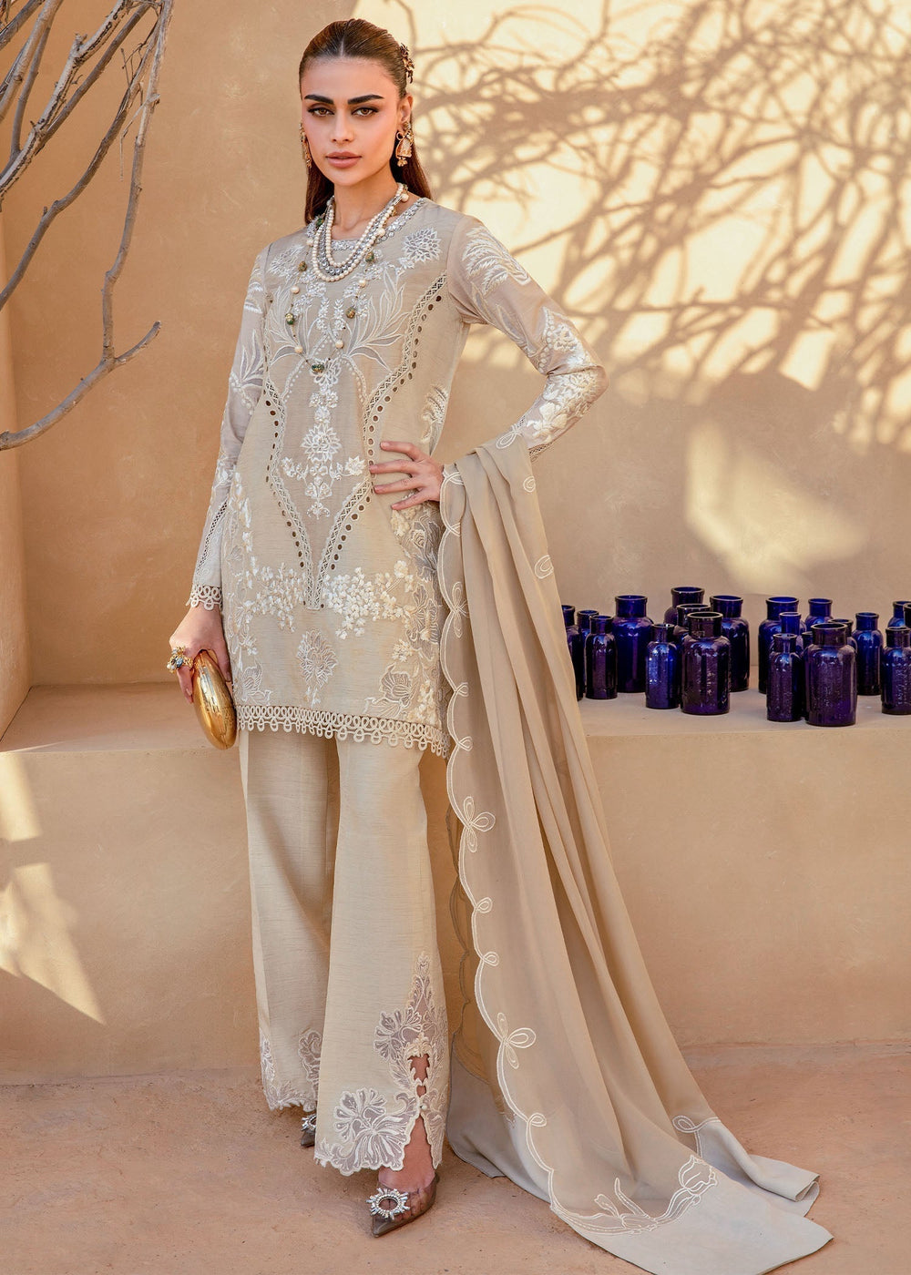 Saira Shakira | Rosea Casual Pret 25 | Latte Glow - Ladies Clothes - Maria Faisal