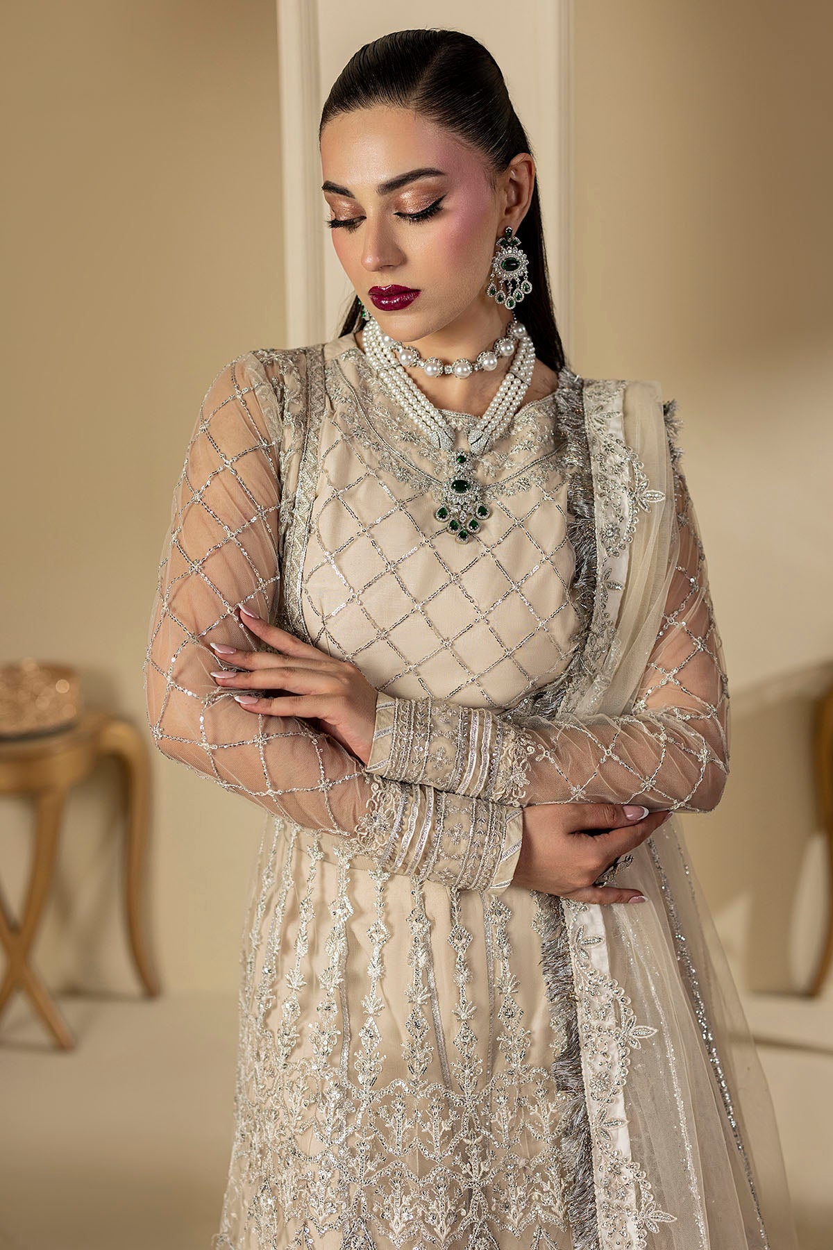 Motifz | Luxury Formal | 5131 - DOVE - is Beige dress from Motifz - Ladies Clothes - Maria Faisal