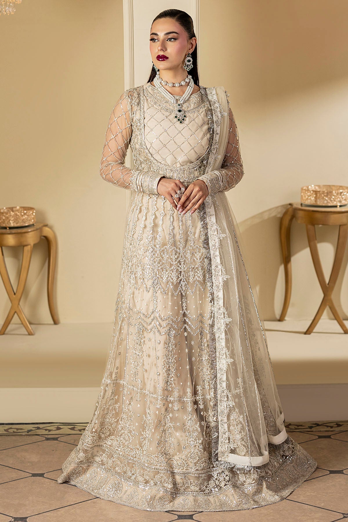 Motifz | Luxury Formal | 5131 - DOVE - is Beige dress from Motifz - Ladies Clothes - Maria Faisal