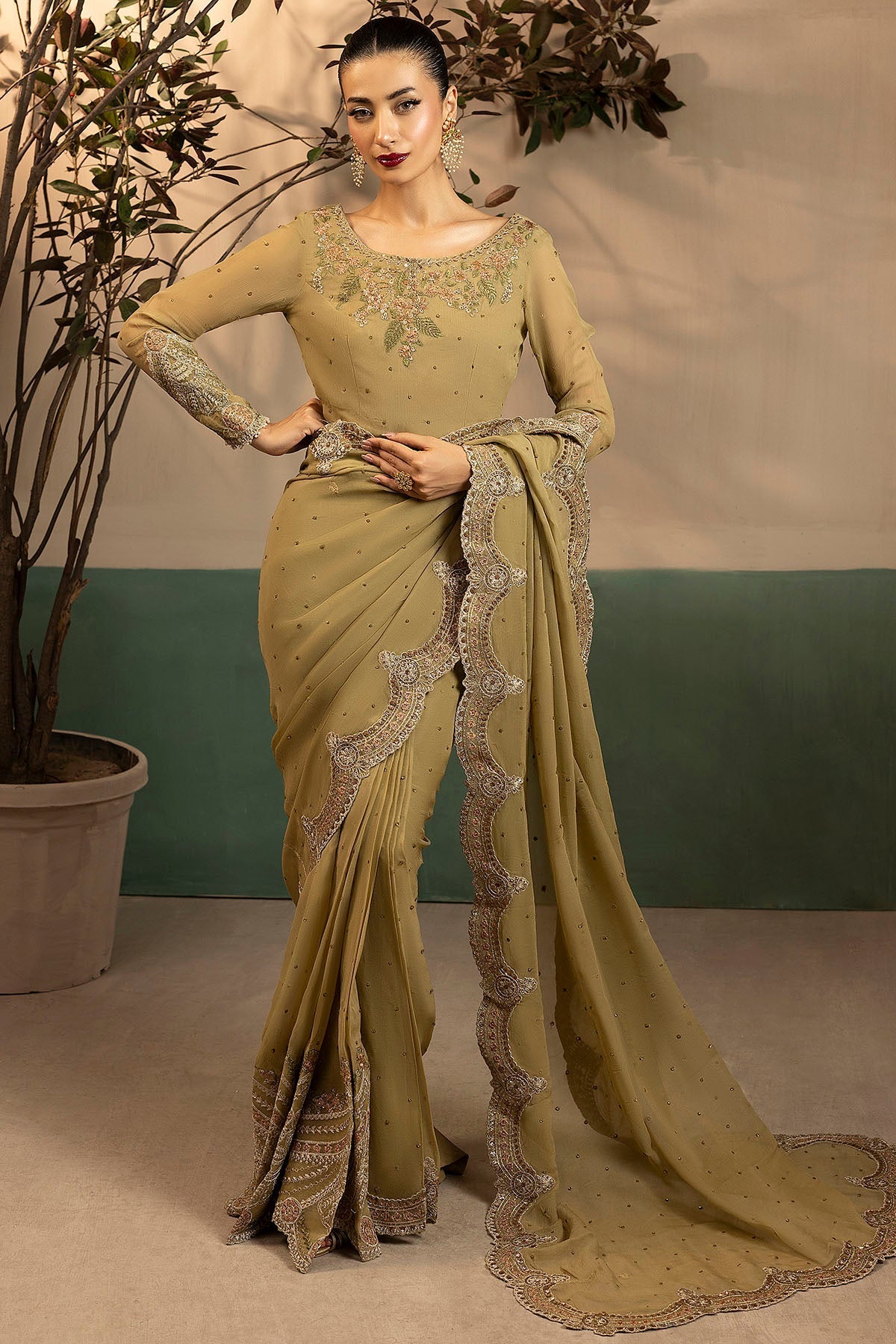 Motifz | Luxury Formal | 5580 - MISSY - is Beige dress from Motifz - Ladies Clothes - Maria Faisal