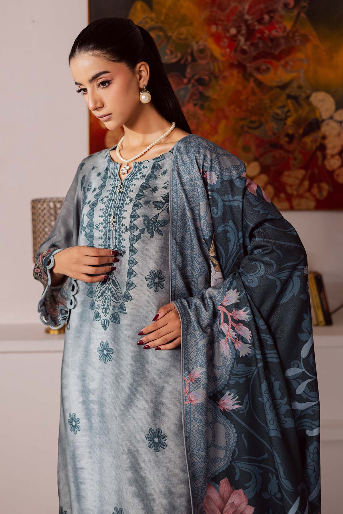 Nureh | Linen Jacquard | SP-193 - Casual Wear - available at Maria Faisal in UK and USA