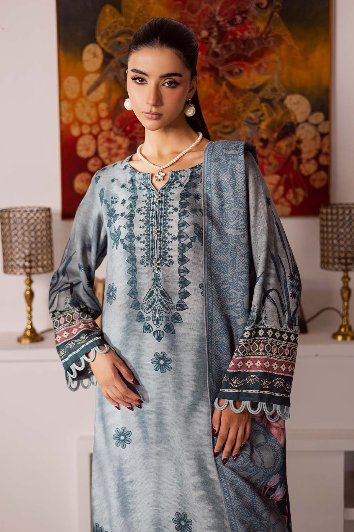 Nureh | Linen Jacquard | SP-193 - Casual Wear - available at Maria Faisal in UK and USA