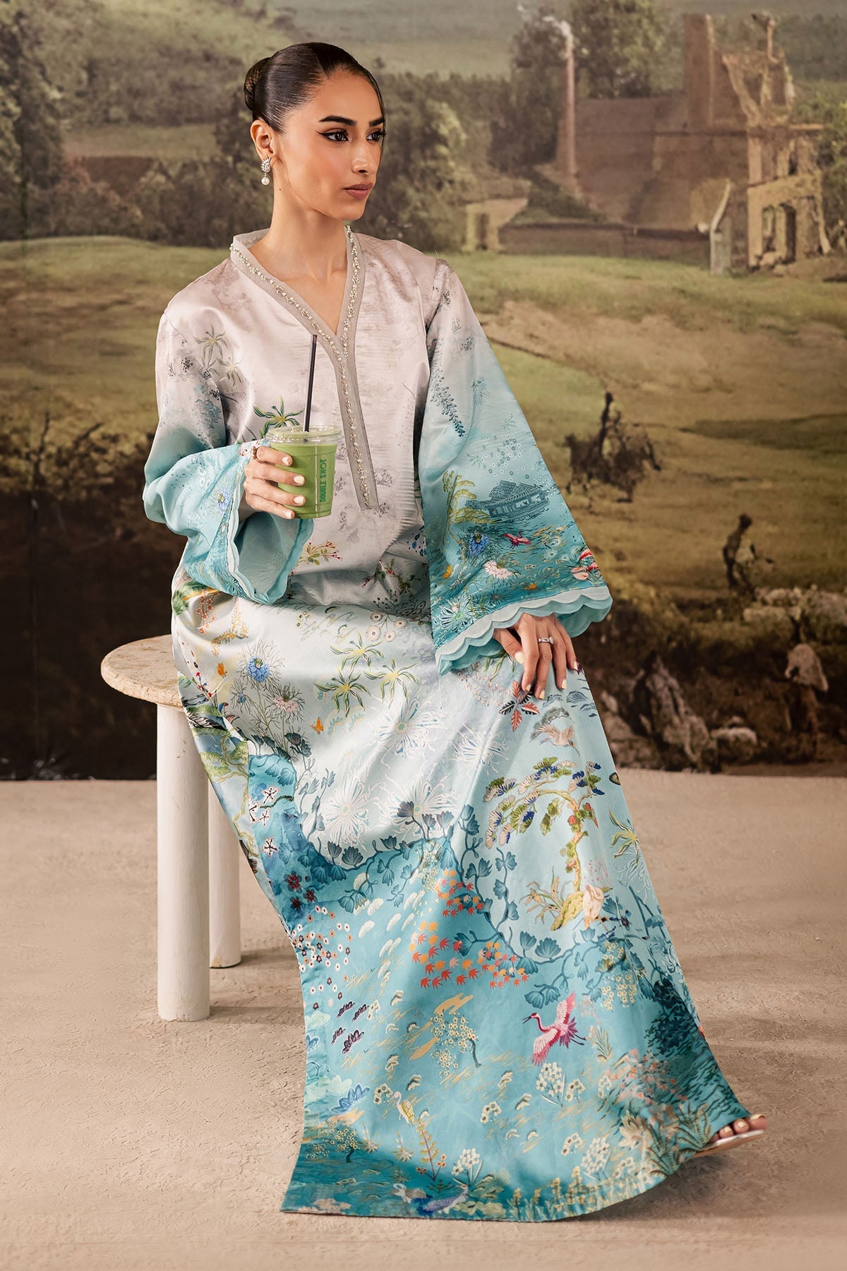 Nureh | Shades of Winter | NP-672 - Casual Dress - available at Maria Faisal in UK and USA.