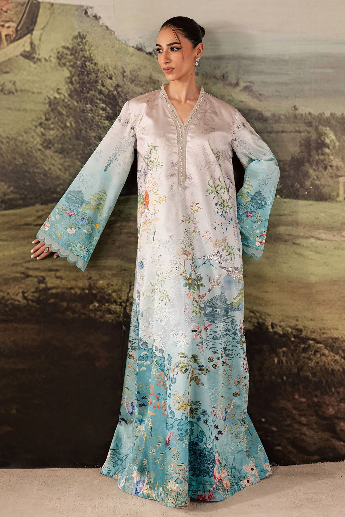 Nureh | Shades of Winter | NP-672 - Casual Dress - available at Maria Faisal in UK and USA.
