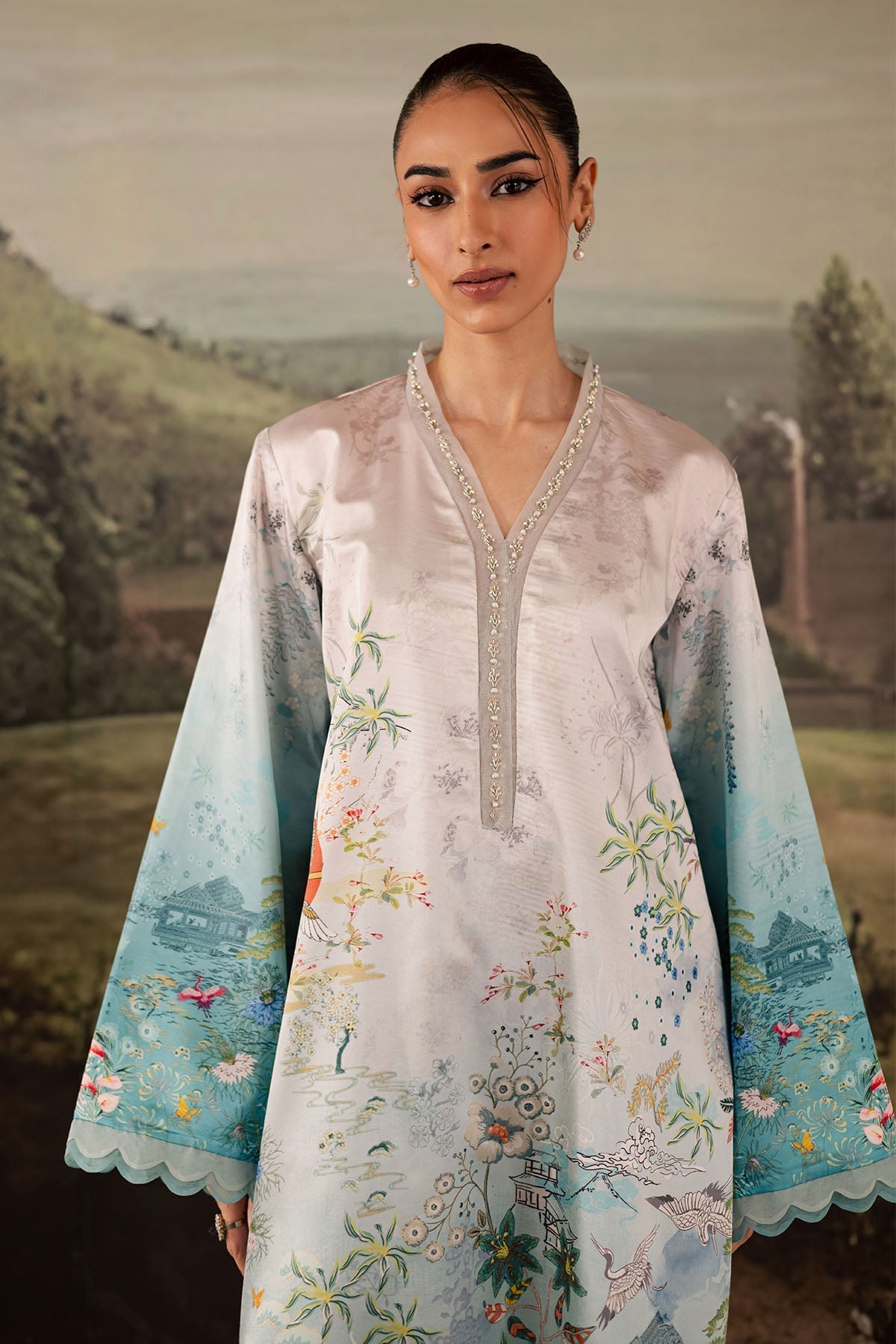 Nureh | Shades of Winter | NP-672 - Casual Dress - available at Maria Faisal in UK and USA.