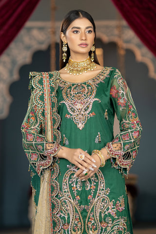 Raeesa Premium | LUXURY COLLECTION 23 | HU-2004 - Designer Dress with Intricate embroidery and embellishments. Shop elegent wedding dress at Maria Faisal.