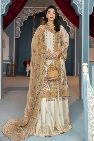 Raeesa Premium | LUXURY COLLECTION 23 |  HU-2001 - Designer Dress with Intricate embroidery and embellishments. Shop elegent wedding dress at Maria Faisal.