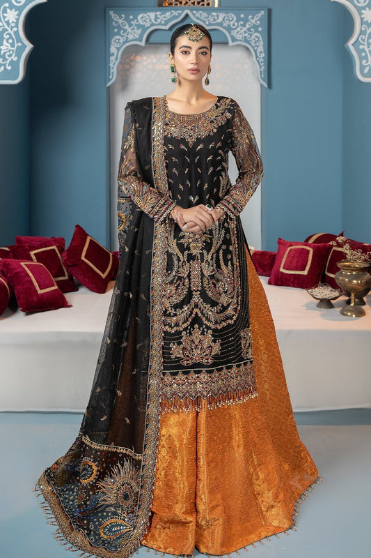 Raeesa Premium | LUXURY COLLECTION 23 | HU-2006 - Designer Dress with Intricate embroidery and embellishments. Shop elegent wedding dress at Maria Faisal.