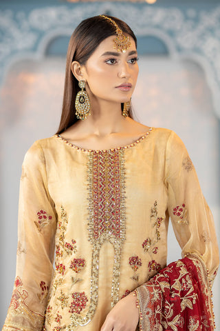 Raeesa Premium | LUXURY COLLECTION 23 |  HU-2007 - Designer Dress with Intricate embroidery and embellishments. Shop elegent wedding dress at Maria Faisal.