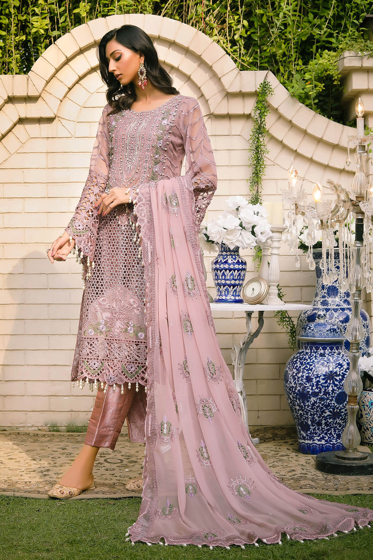Raeesa Premium | Wajadan Wedding Formals | WD-7 Opera Mauve - Designer Dress with Intricate embroidery and embellishments. Shop elegent wedding dress at Maria Faisal.