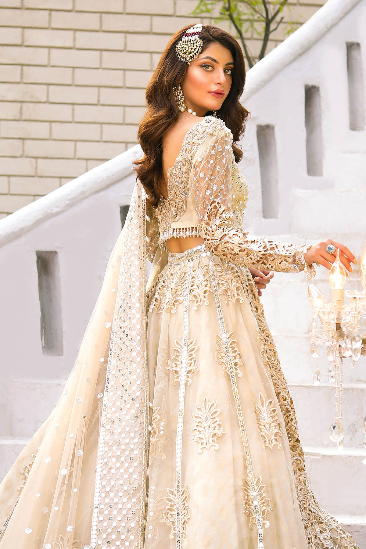 Raeesa Premium | Wajadan Wedding Formals |  WD-1 Pearl White - Designer Dress with Intricate embroidery and embellishments. Shop elegent wedding dress at Maria Faisal.