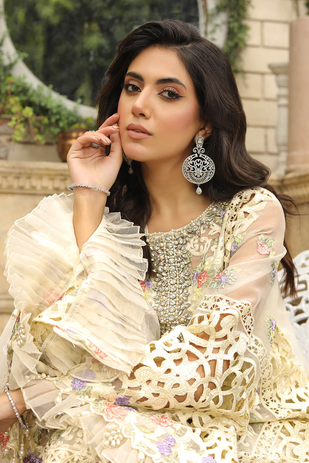 Raeesa Premium | Wajadan Wedding Formals | WD-8 Ivory - Designer Dress with Intricate embroidery and embellishments. Shop elegent wedding dress at Maria Faisal.