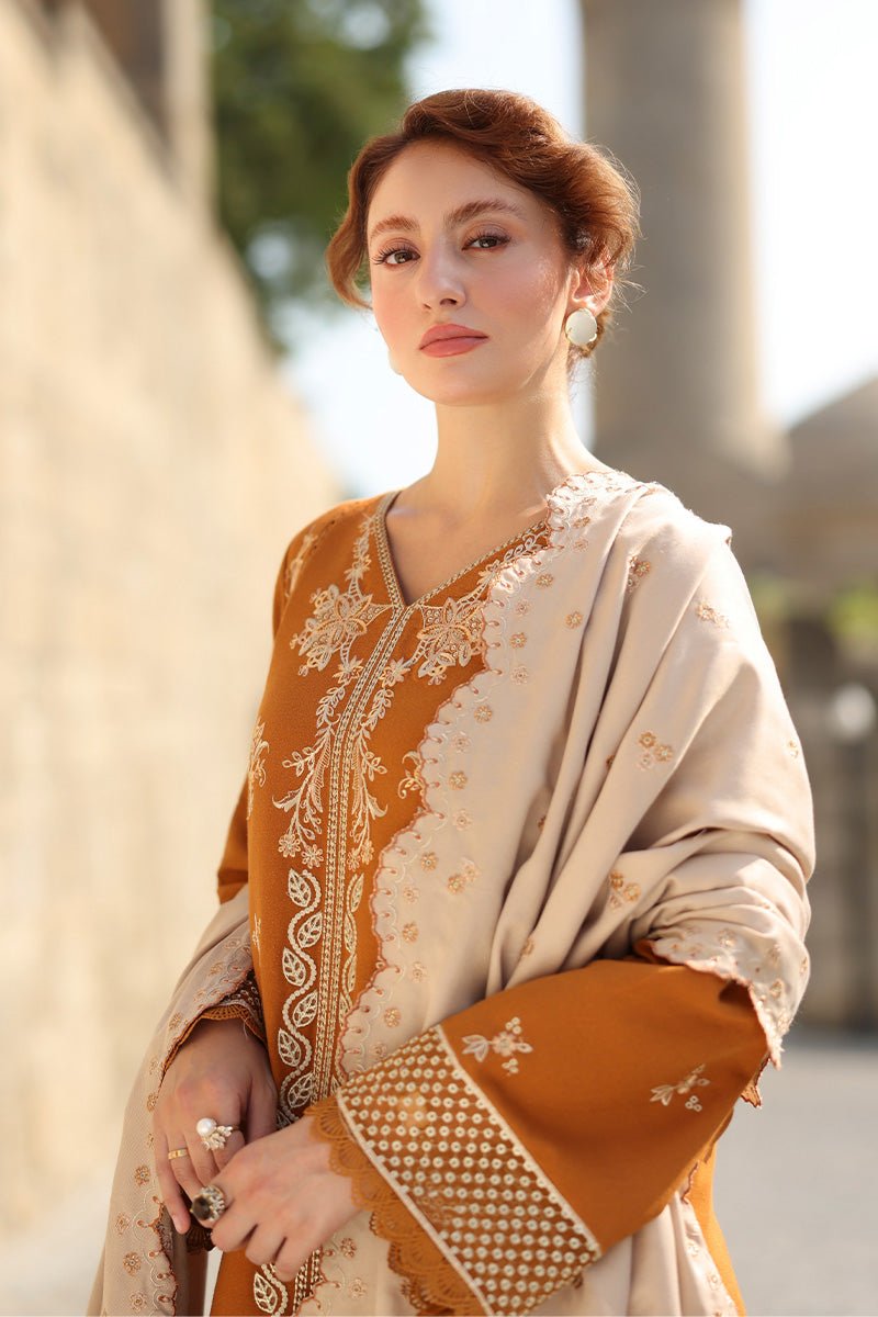 Rangrasiya | Carnation Luxury Shawl Edit | Cappuccino - Casual Wear - available at Maria Faisal in UK and USA