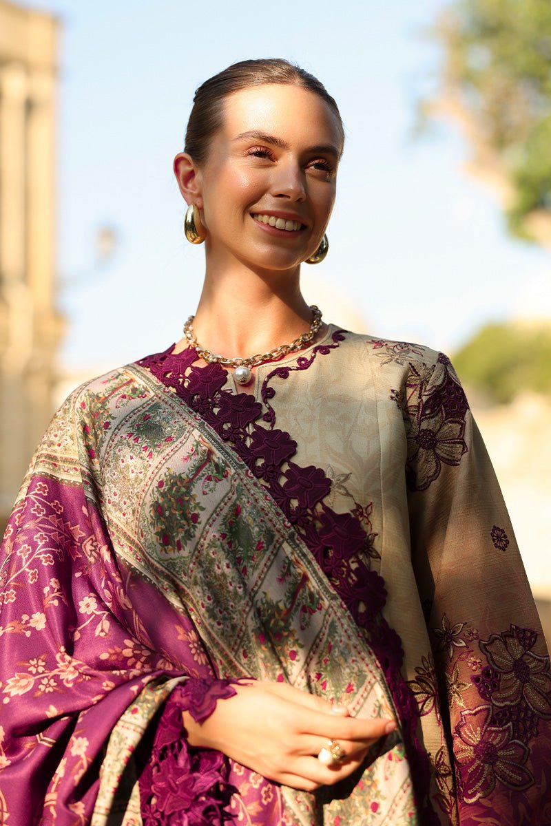 Rangrasiya | Carnation Luxury Shawl Edit | Chai - Casual Wear - available at Maria Faisal in UK and USA