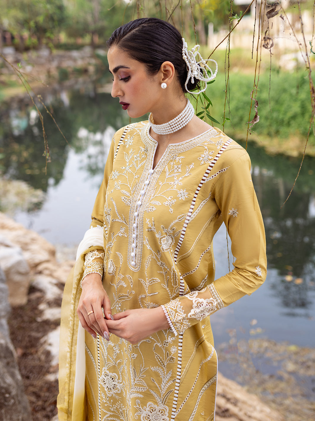 Roheenaz | Dahlia Embroidered Lawn 24 | Forsythia - Ladies Clothes 