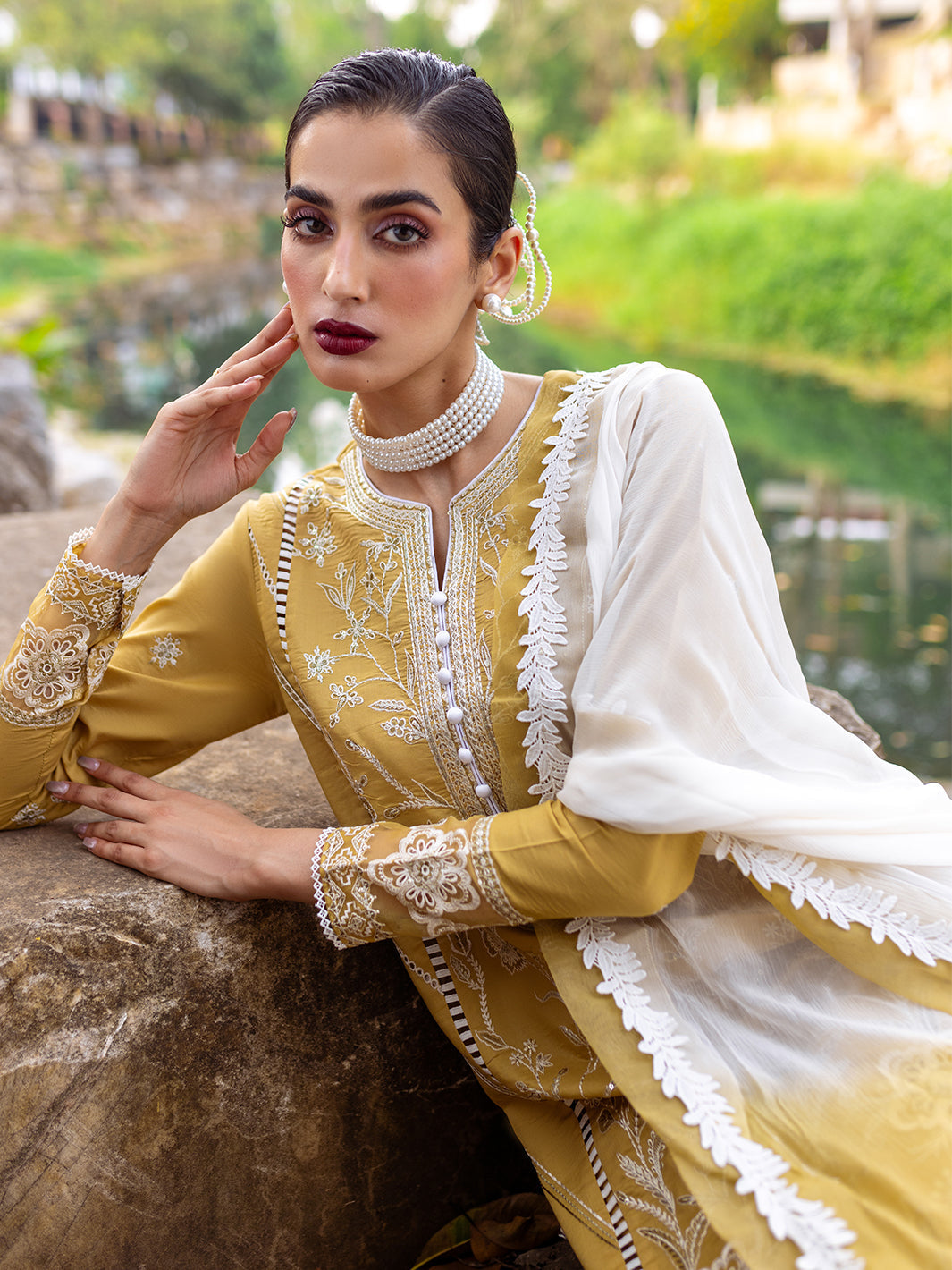 Roheenaz | Dahlia Embroidered Lawn 24 | Forsythia - Ladies Clothes 