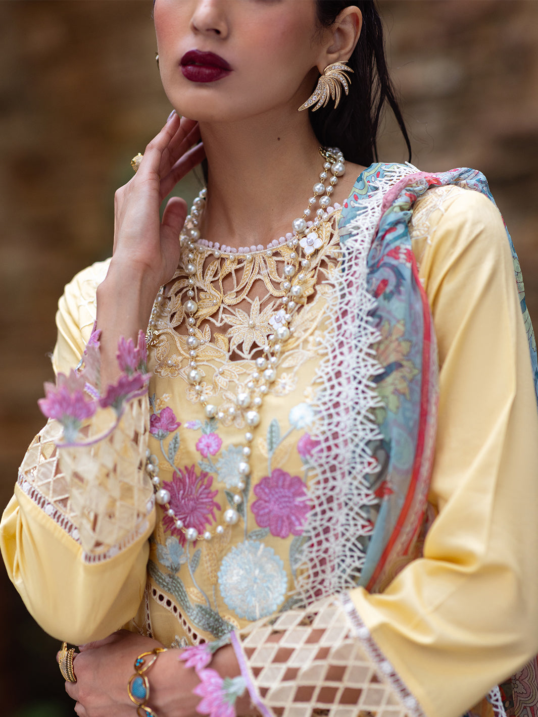 Roheenaz | Dahlia Embroidered Lawn 24 | Daffodil - Ladies Clothes 