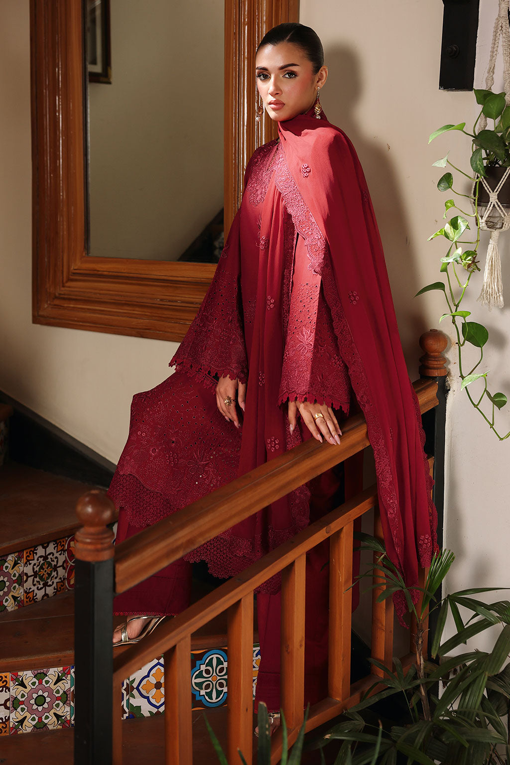 Afsanah | Rosa Essential | AL-308 - Luxury Dress - available at Maria Faisal in UK and USA.