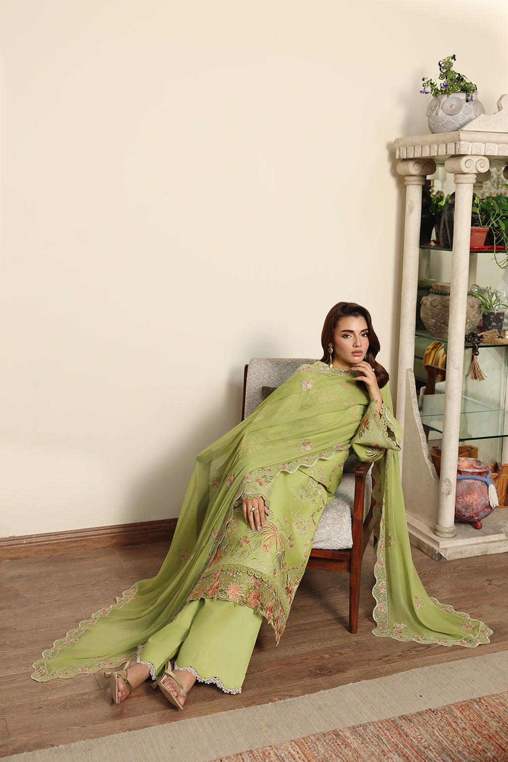 Afsanah | Rosa Essential | AL-303 - Luxury Dress - available at Maria Faisal in UK and USA.
