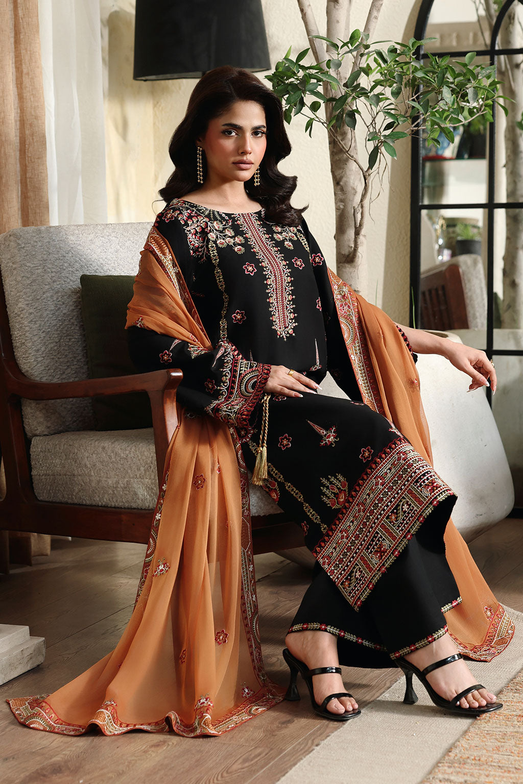 Afsanah | Rosa Essential | AL-302 - Luxury Dress - available at Maria Faisal in UK and USA.