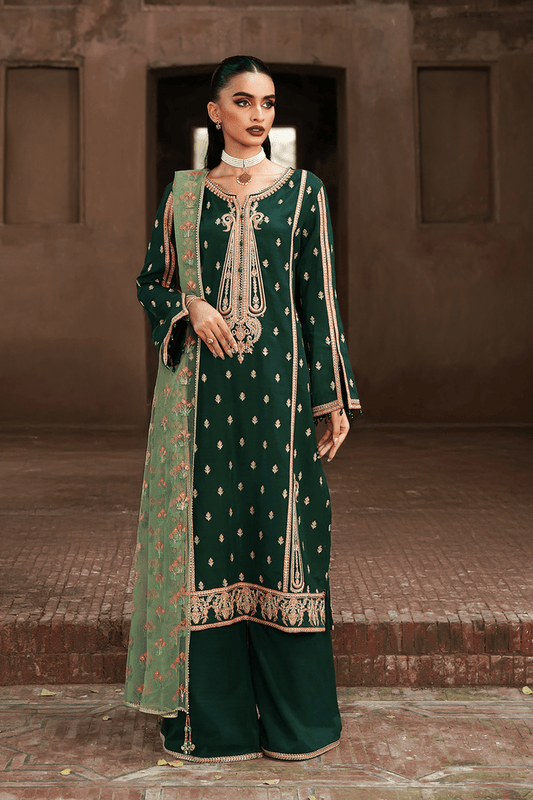 Saad Shaikh | Zaria Festive Pret 25 | EMERALD - Formal Dress - available at Maria Faisal in UK and USA.