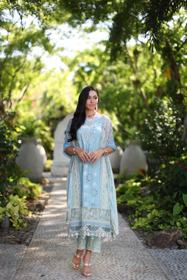 Noor by Saadia Asad | Luxury Chikankari Lawn24 | D2-A Geroze - Ladies Clothes - Maria Faisal