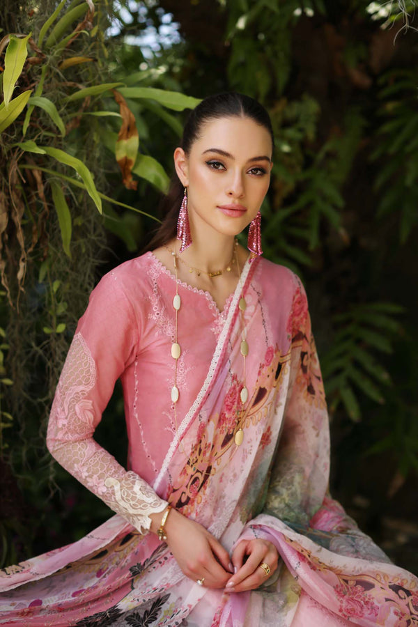 Noor by Saadia Asad | Luxury Chikankari Lawn24 | D1-A Pink Ombre - Ladies Clothes - Maria Faisal