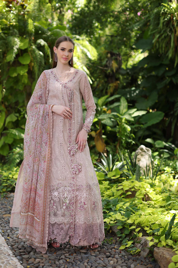 Noor by Saadia Asad | Luxury Chikankari Lawn24 | D3-A Mink Schifli - Ladies Clothes - Maria Faisal